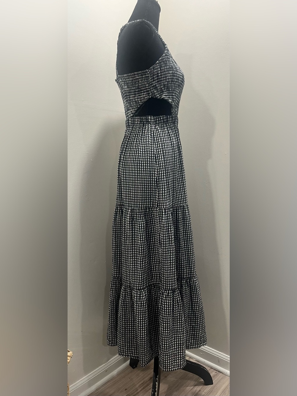 American Eagle Outfitters Black and White Gingham Tiered Maxi Skirt - Picture 4 of 5